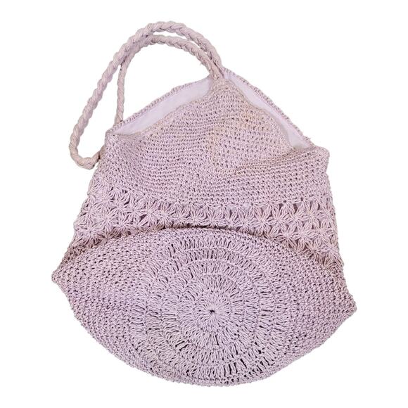 Lavender Crochet Knit Shoulder Bag Boho Hobo Tote Purse Handmade Medium - Picture 6 of 10